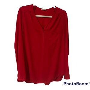 Red long sleeve work blouse